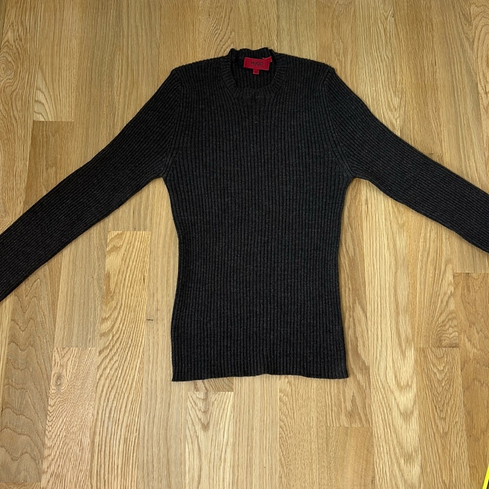 Hugo Boss chocolate brown Bodycon Scoop Neck Sweater large